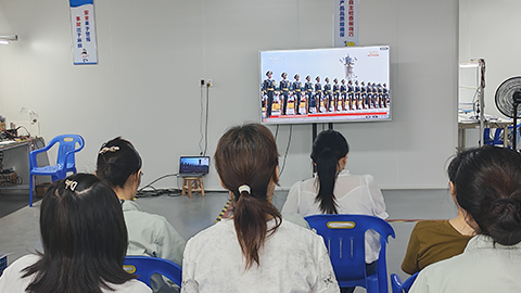 When the military parade music was heard in the factory workshop