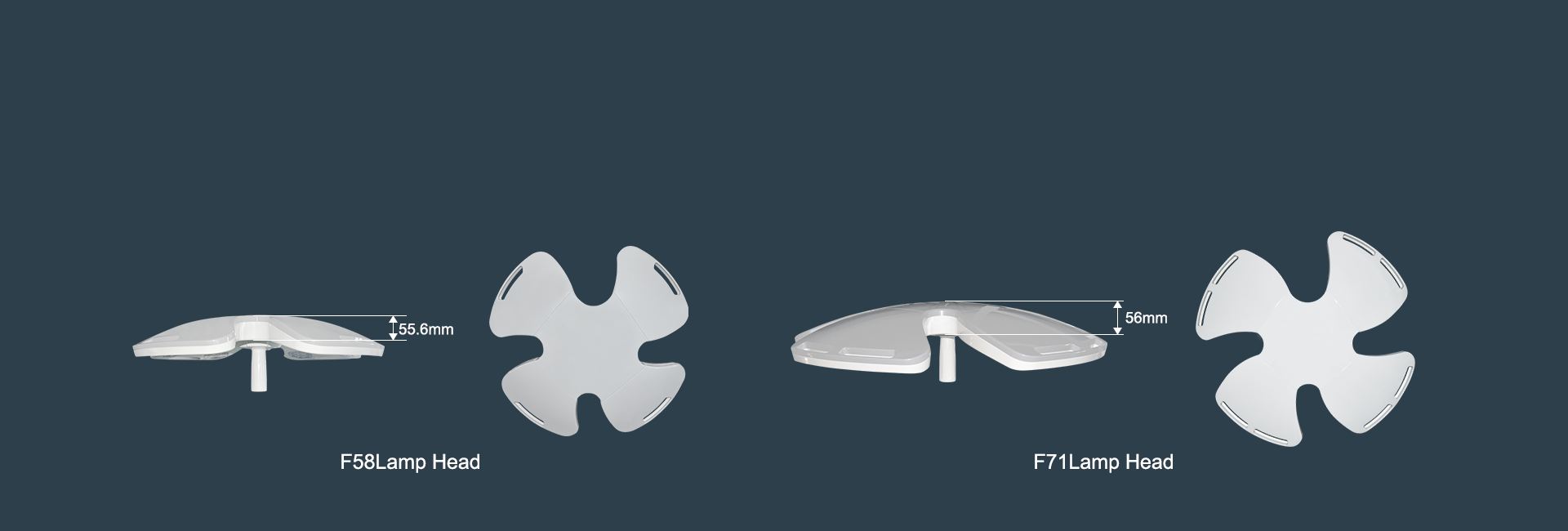 Ultra thin petal lamp head design